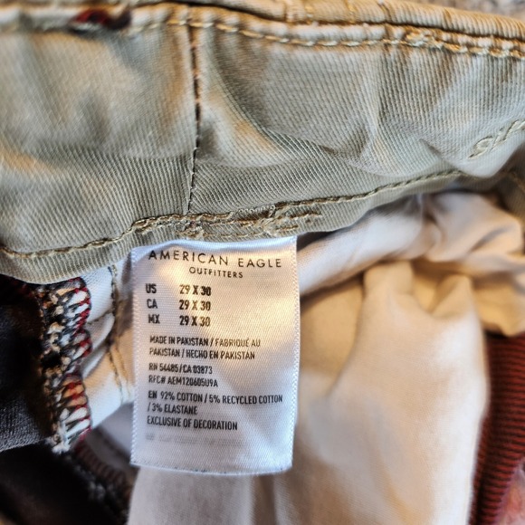 American Eagle Outfitters Pants Men's 29 X 30 Tan Cotton Slim Fit Straight Leg - Picture 9 of 16